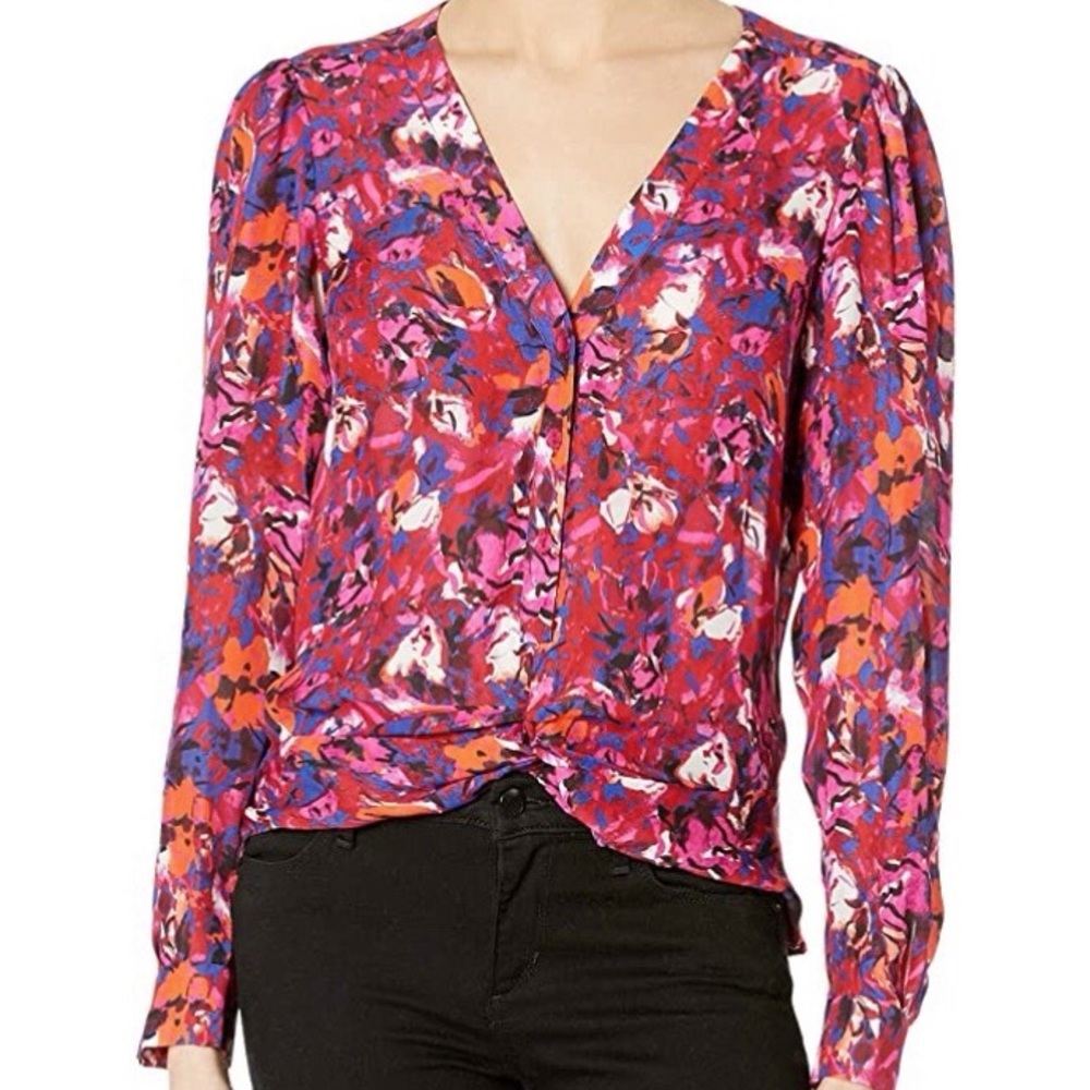 Parker Carmela Silk Blend Blouse Guava Blossom size Medium